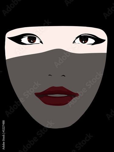 young islamic woman covered with a black veil: vector