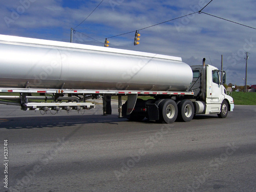 big tanker oil fuel truck on highway