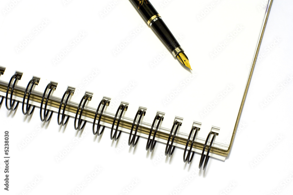Notebook with ink-pen in white background 4 Notebook with ink-pen in white background 4