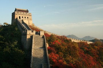 Leinwandbilder Chinesische Mauer Geschwungene Mauer durch nebelige Berge  © Tatyana Tsibushok