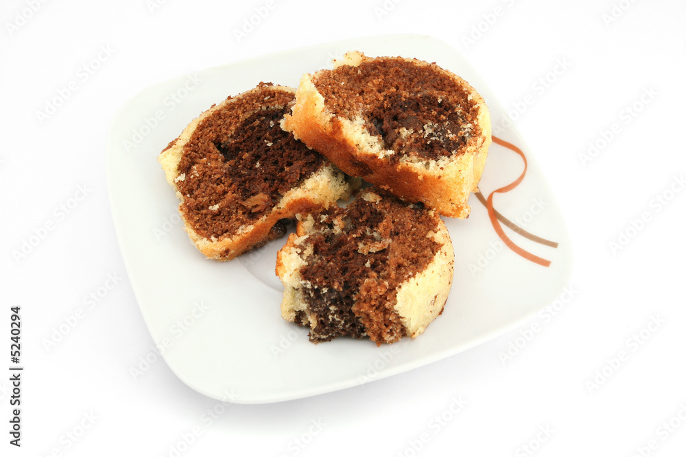 Marble cake on a plate Marble cake on a plate