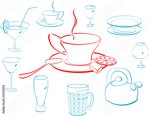 crockery, kitchen things and elements of service
