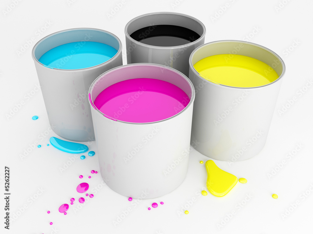 Illustrazione Stock Barattoli di vernice - CMYK | Adobe Stock