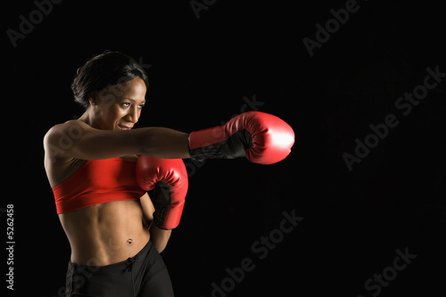 Woman boxing.