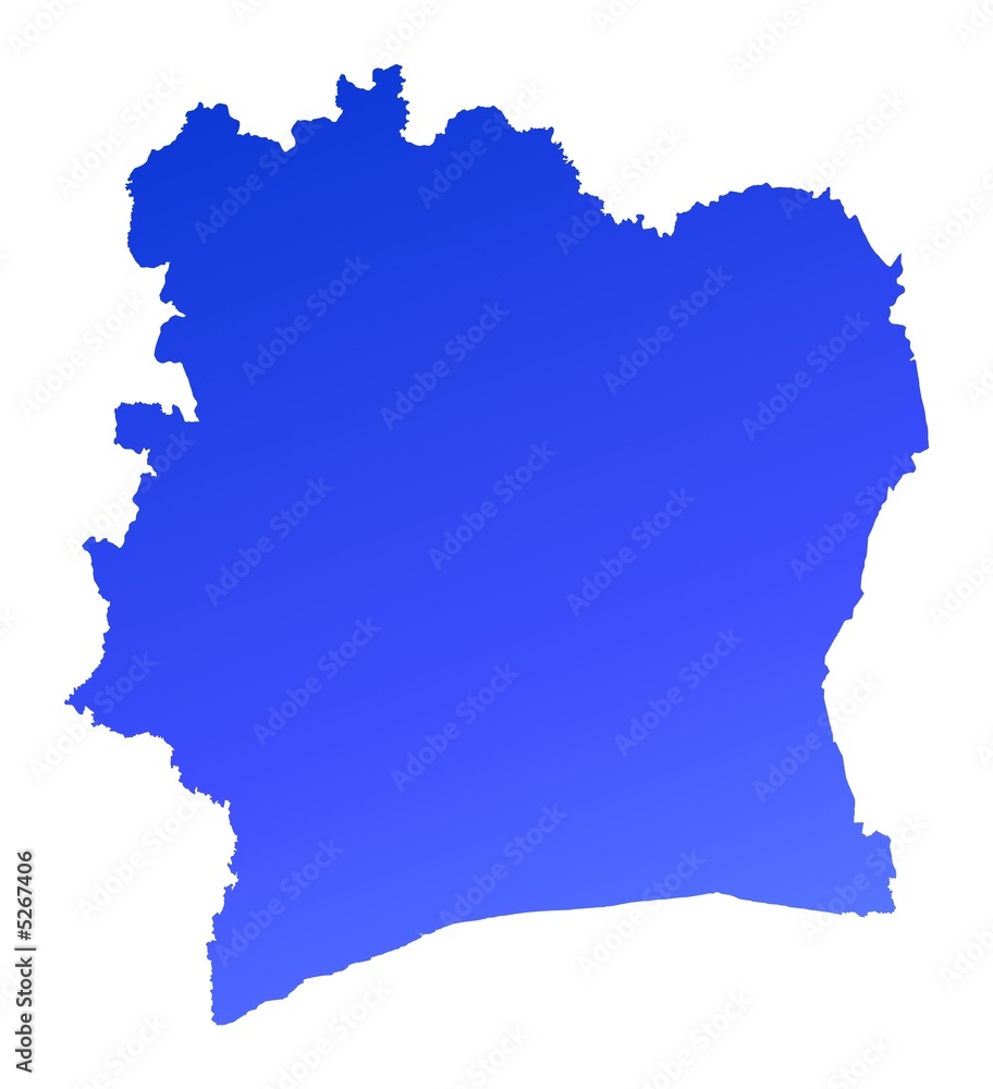 blue gradient map of Cote D'Ivoire