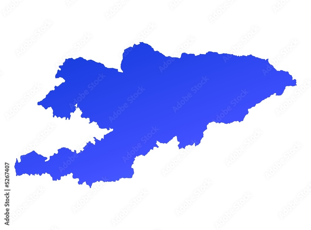 blue gradient map of Kyrgyzstan