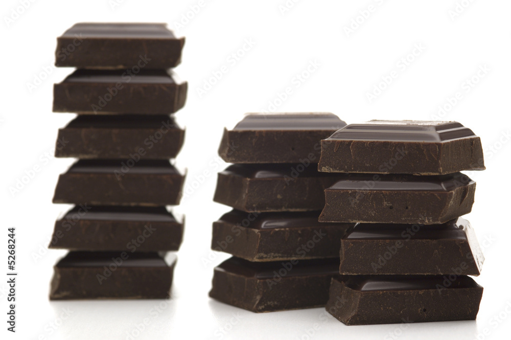 black bitter chocolate on white background black bitter chocolate on white background