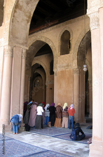 Women praying in Ibn Tulun mosque in Cairo