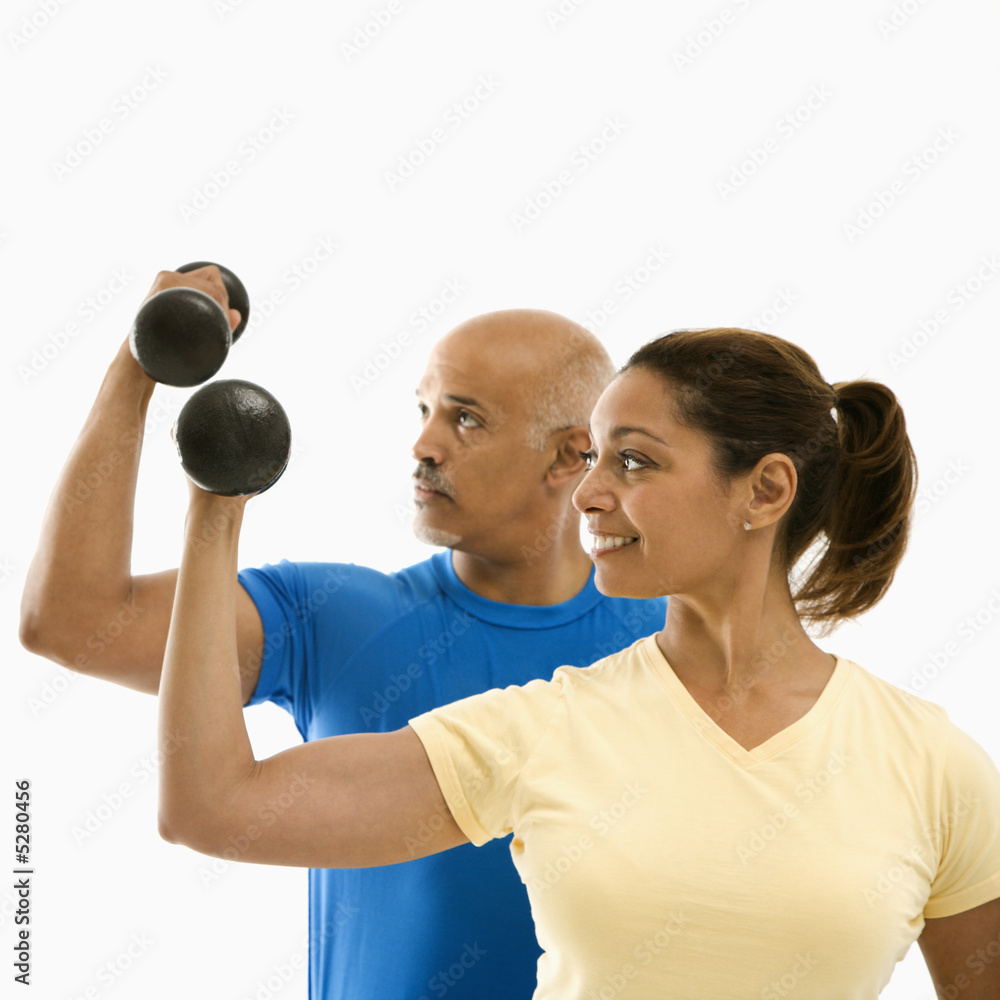 Woman and man exercising. Woman and man exercising.