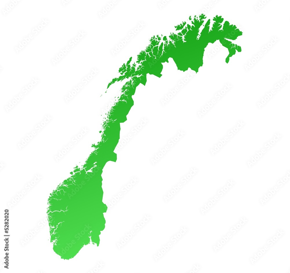 green gradient map of Norway
