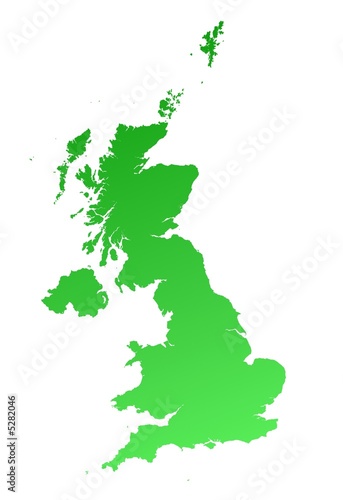 green gradient map of United Kingdom