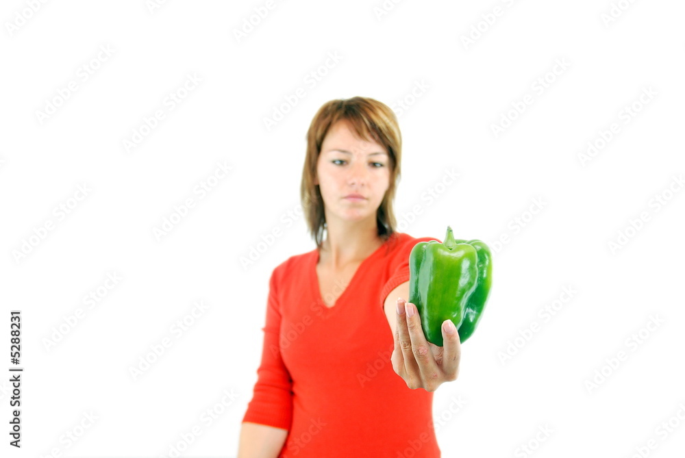 pretty girl with pepper isolated pretty girl with pepper isolated
