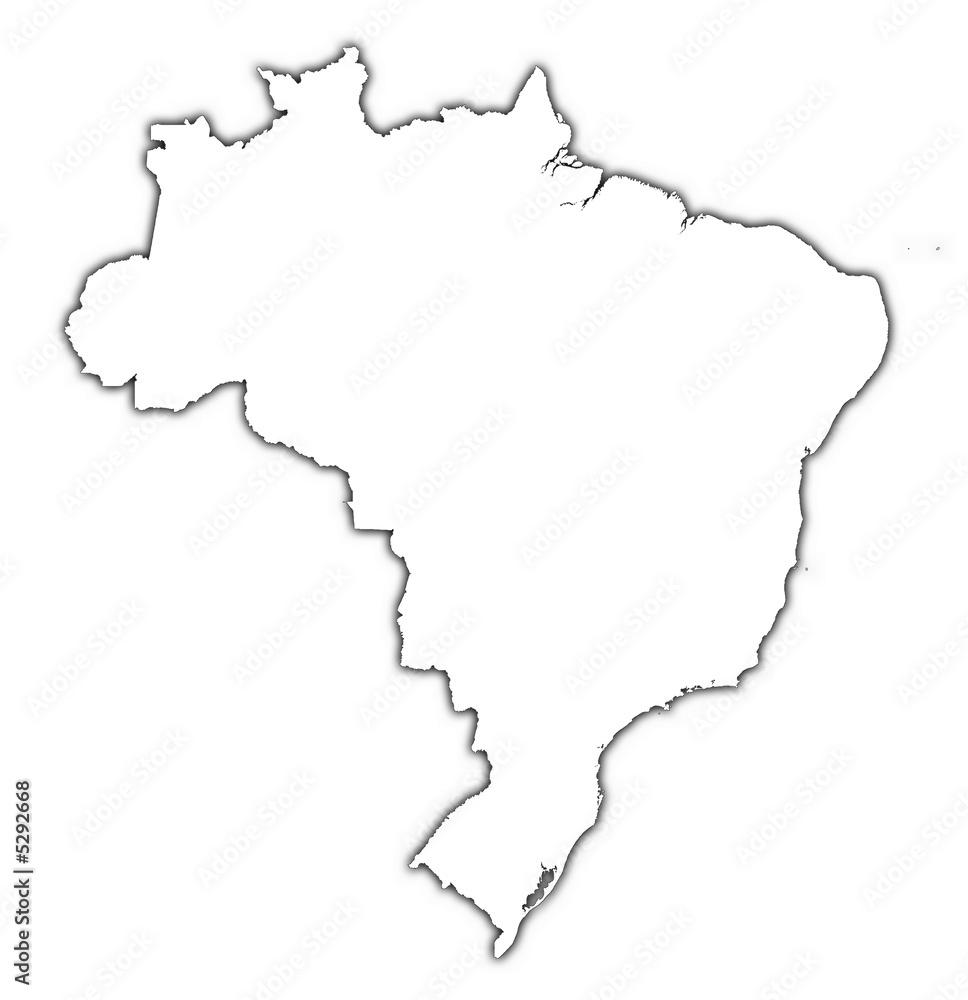 outline Brazil map with shadow