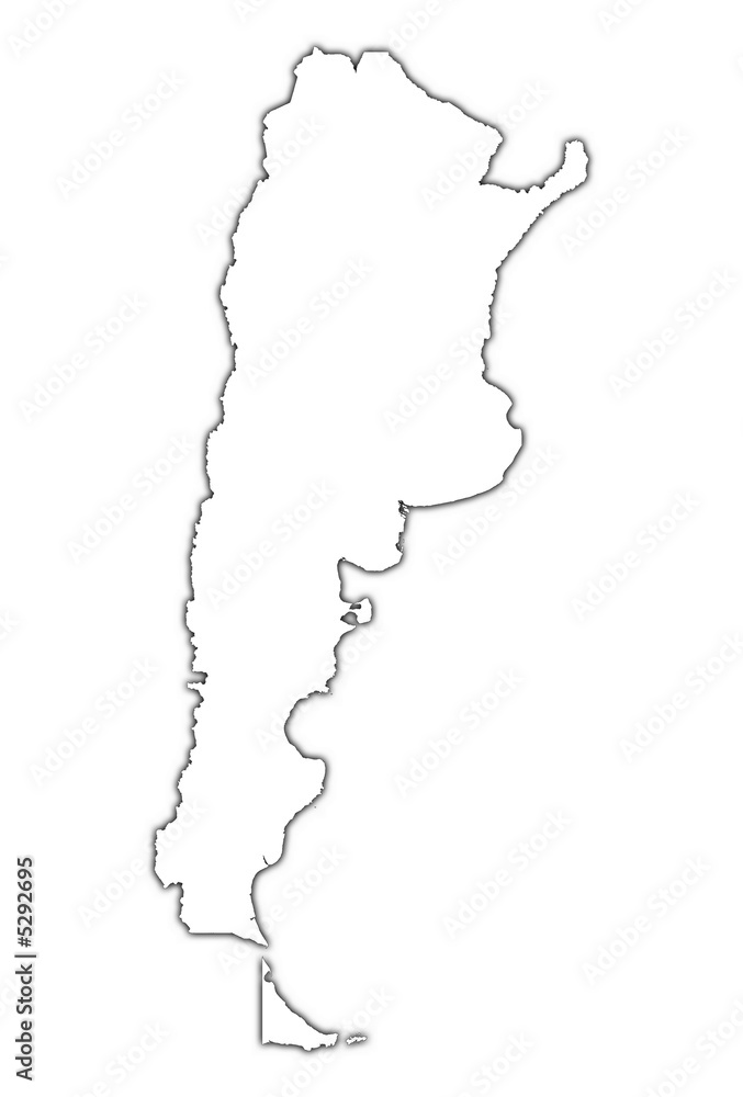 outline Argentina map with shadow