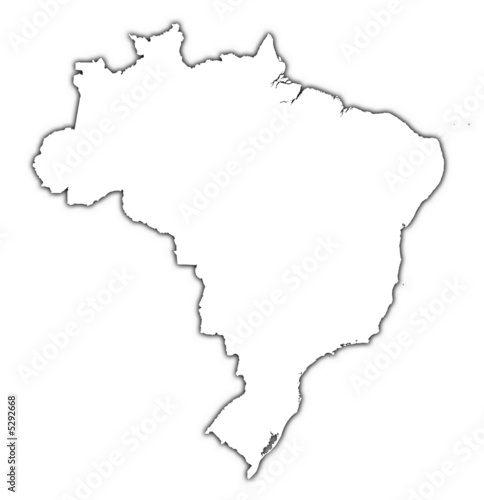outline Brazil map with shadow