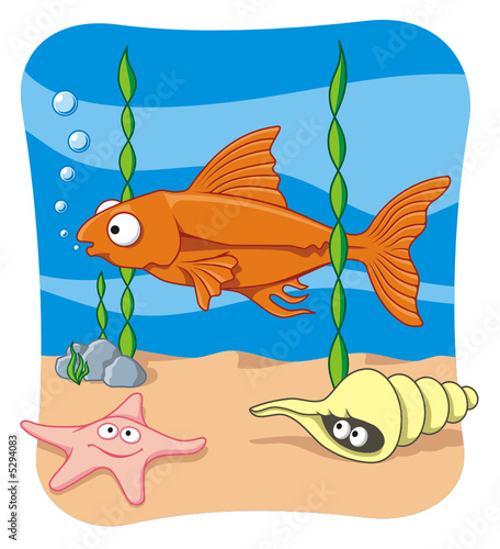 Cartoon illustration of sea life