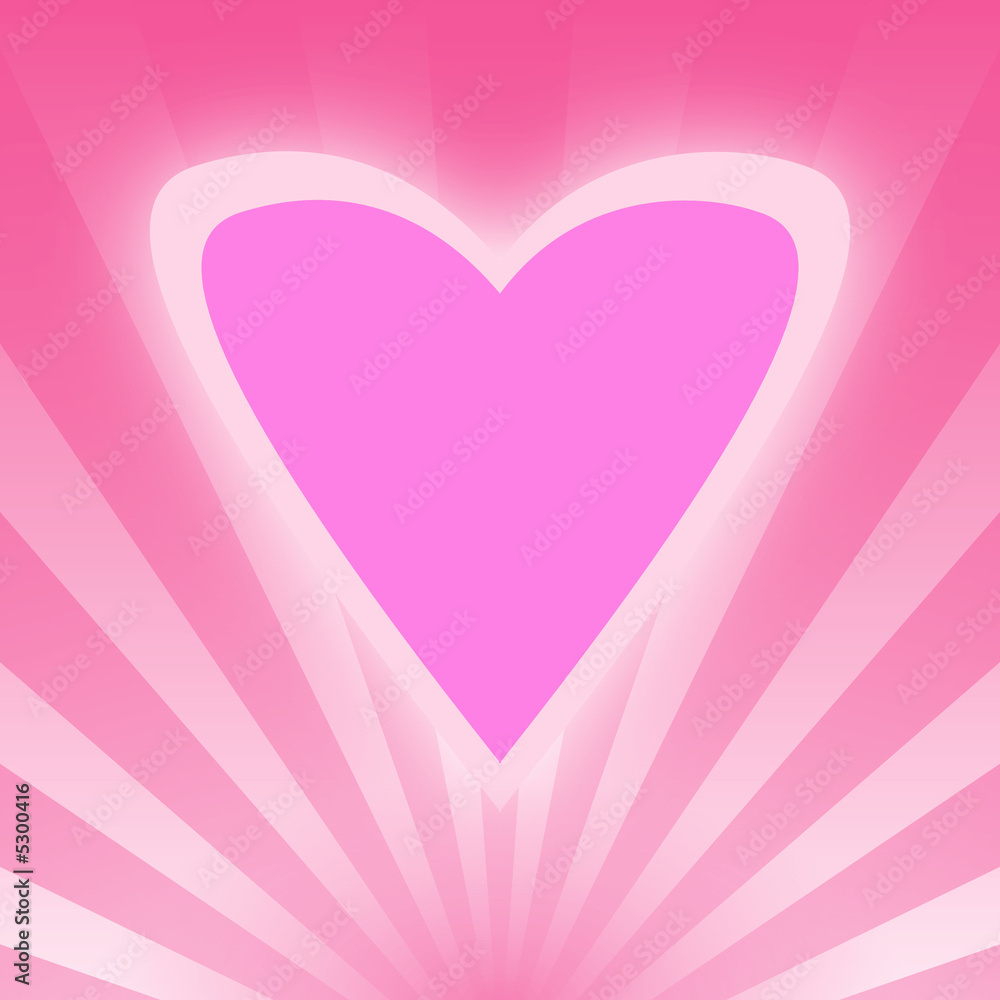 Pink Love Heart on Bright Pink Rays