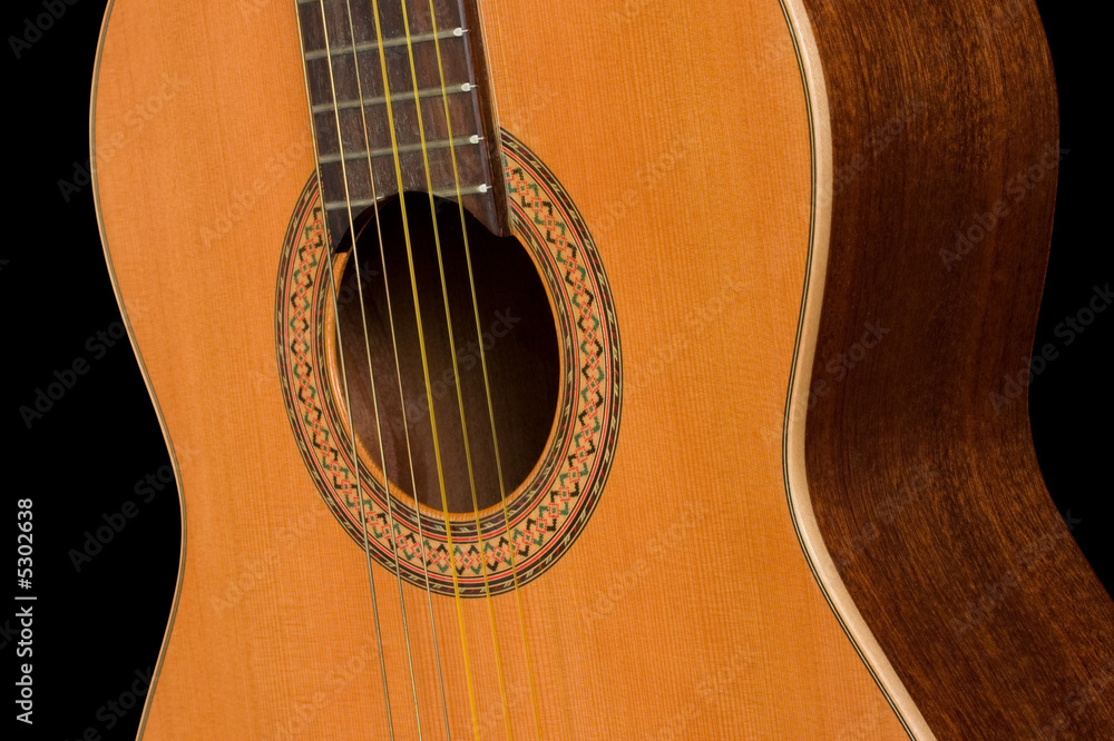 Obraz premium Classical guitar close up on dark background