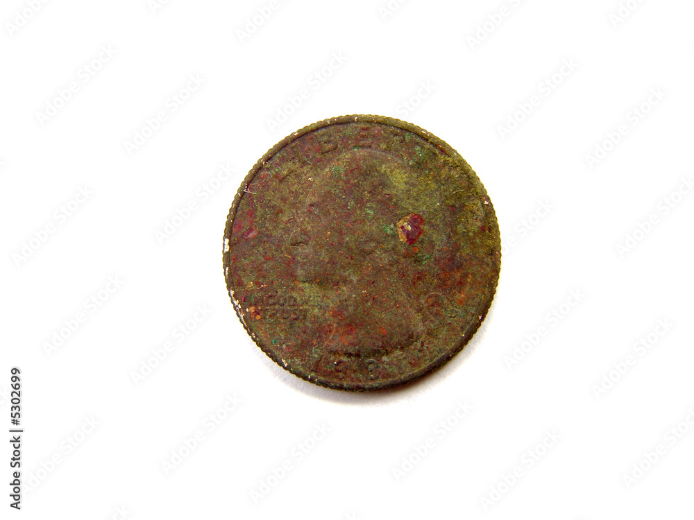 Fototapeta premium Rusty Brown US Quarter Coin