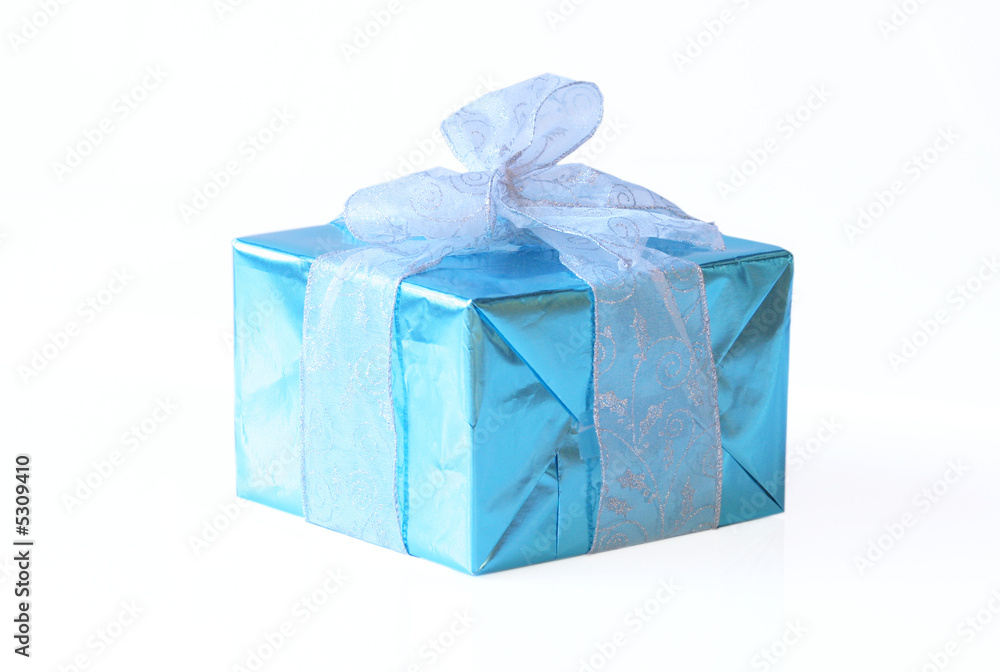 Obraz premium Simple blue present isolated on white