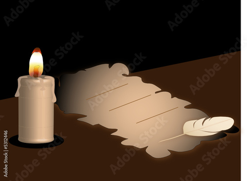Scroll and the gold candle