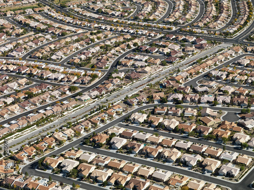 Fototapeta Urban housing sprawl.