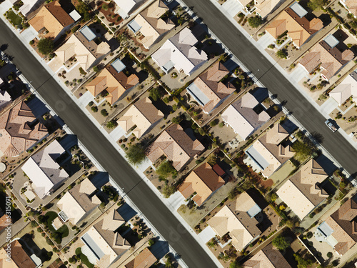 Suburban houses aerial.