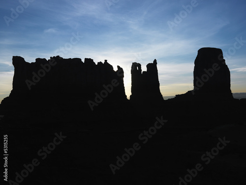 Silhouette of desert rock.