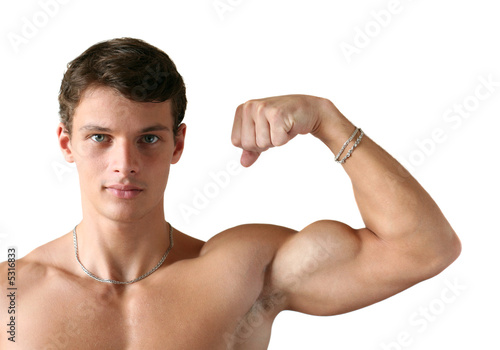 Muscular Man Flexing His Biceps