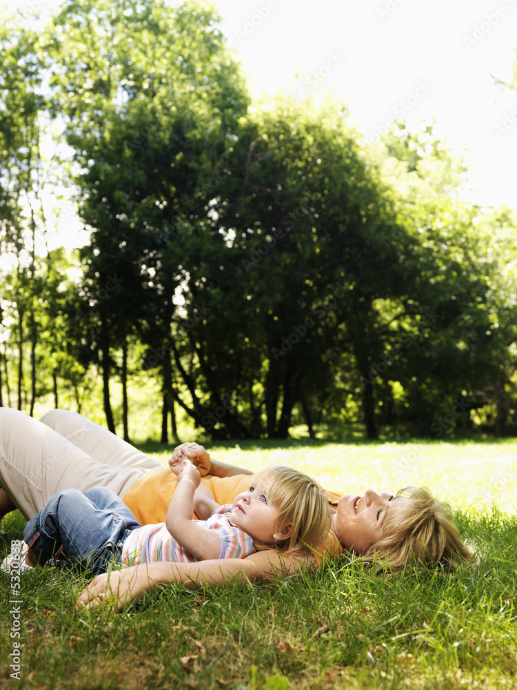Mom and child in park. Mom and child in park.