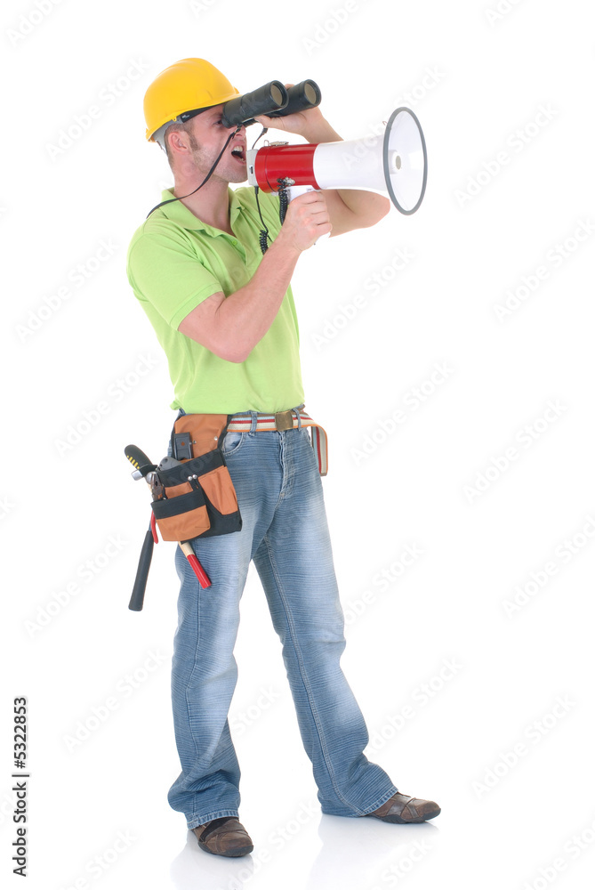 Supervisor with megaphone Supervisor with megaphone