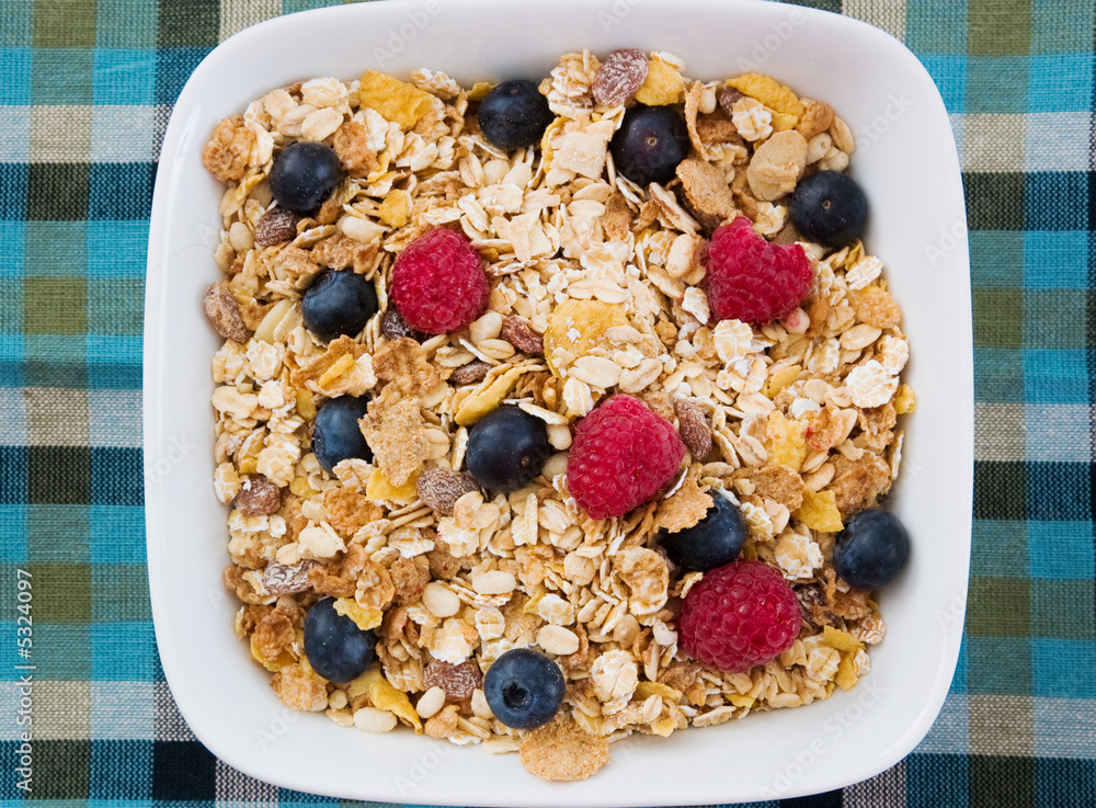 Muesli with Raspberries and Blueberries Muesli with Raspberries and Blueberries