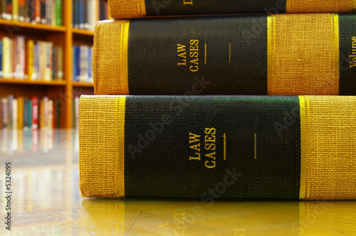 Stack of legal books in a library photo