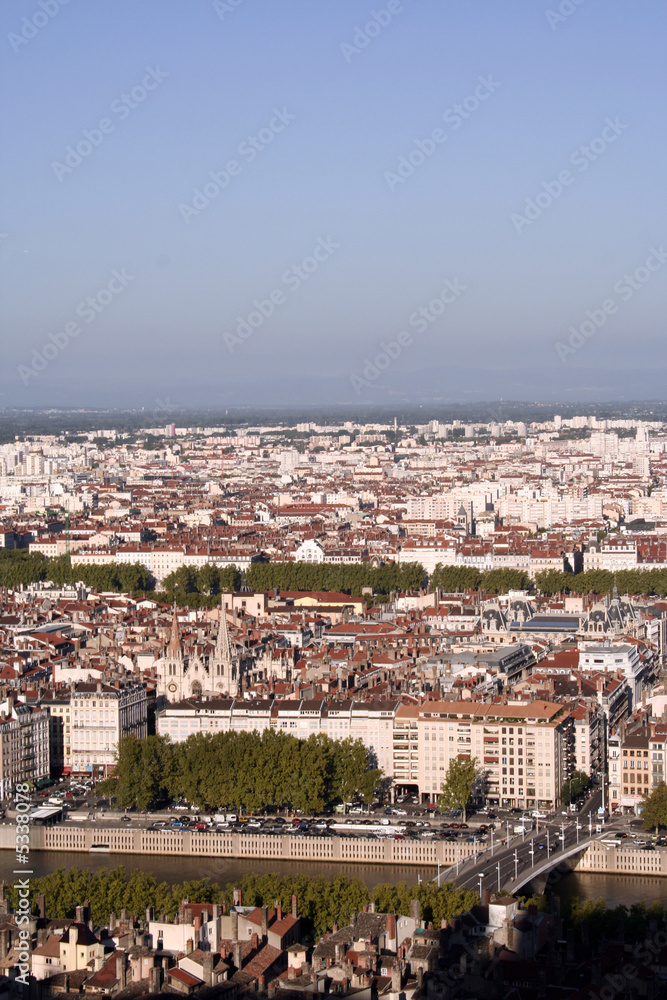 An aerial view of Lyon, France