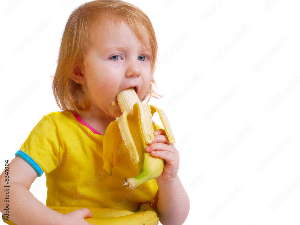girl with banana isolated on white girl with banana isolated on white