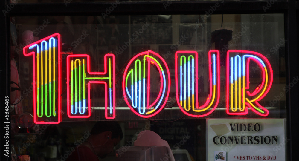 neon 1 hour sign in window