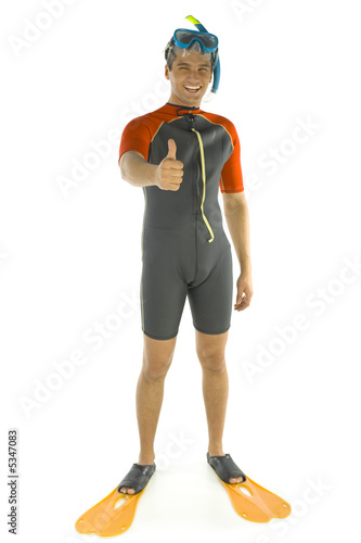 Happy man dressed diving-dress photo