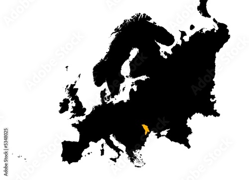 Europe with highlighted Moldova map.