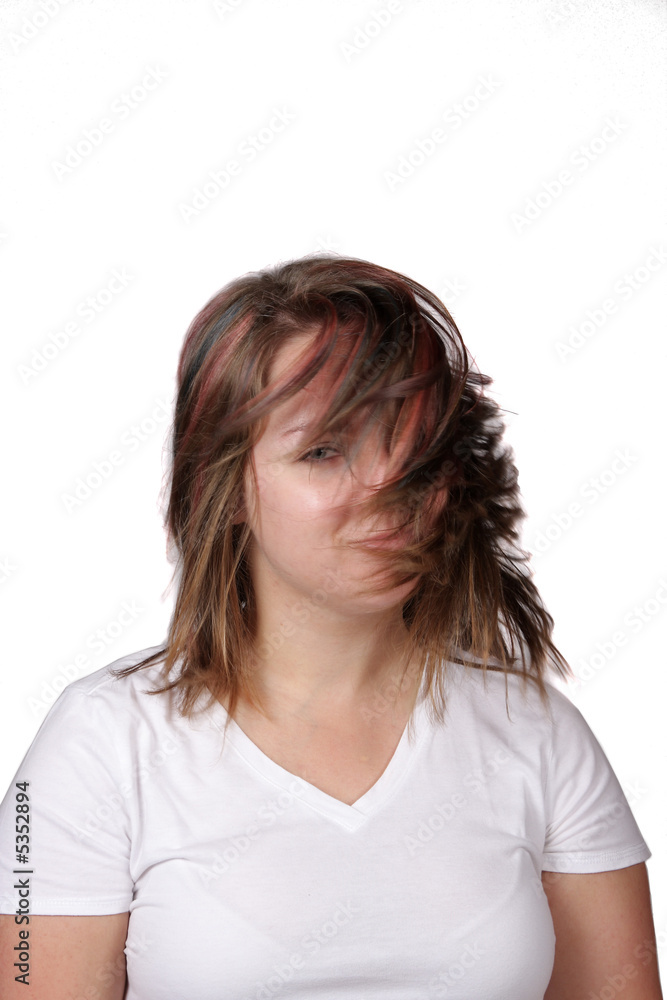 Brunette shaking her long hair from side to side Brunette shaking her long hair from side to side