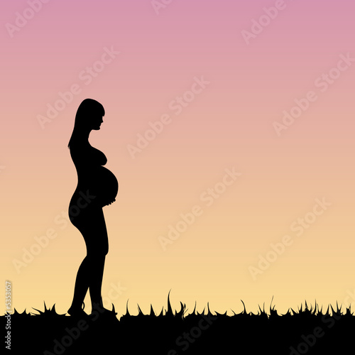 Silhouette de femme enceinte au lever du soleil