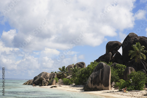 famous and beautiful beach of anse source d'argent  photo