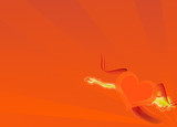 Orange Burning heart background