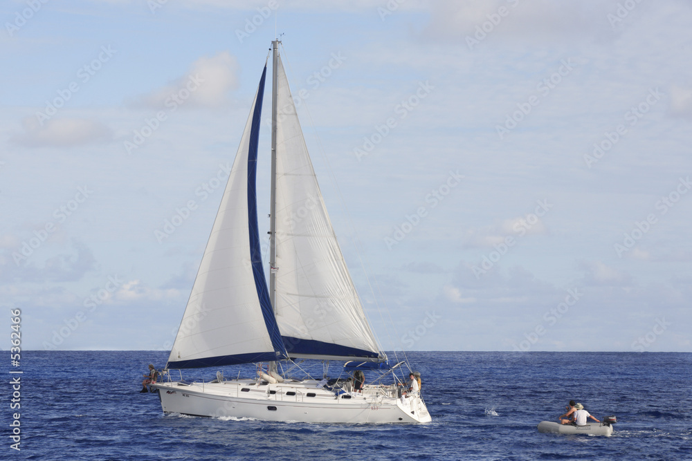 sailing boat cruising of the seychelles island