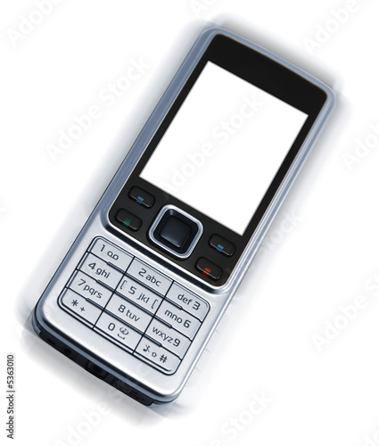 Vibrating cellphone on white background