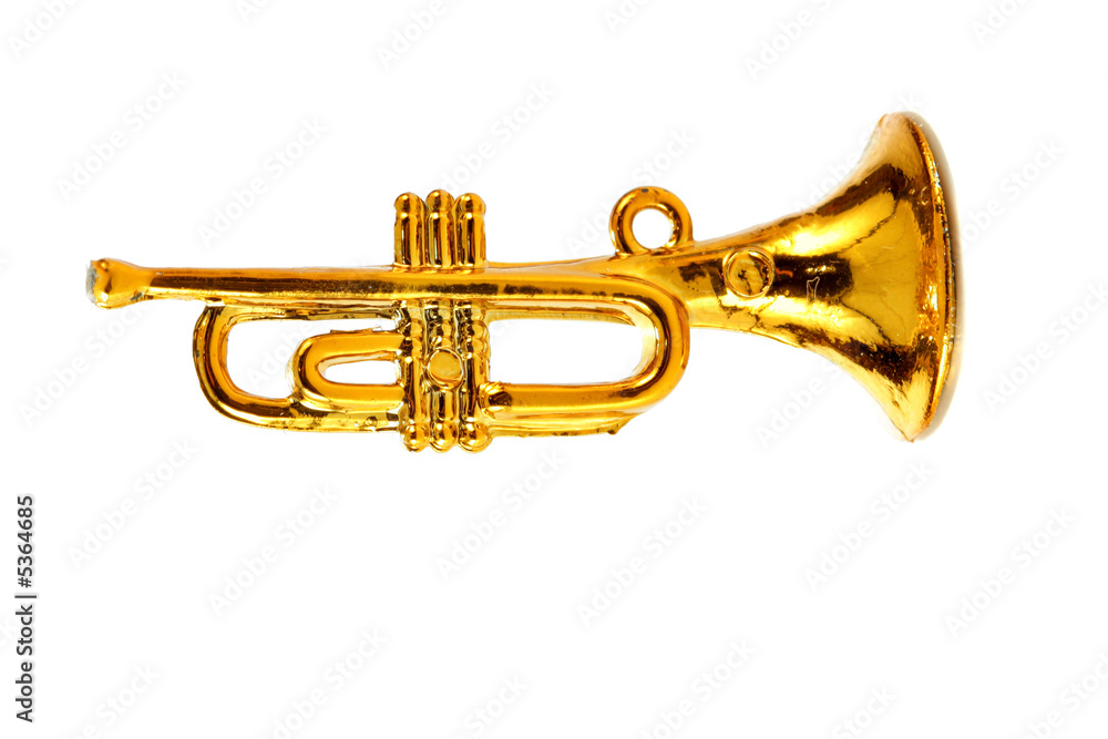 Obraz premium Gold trumpet isolated over white background