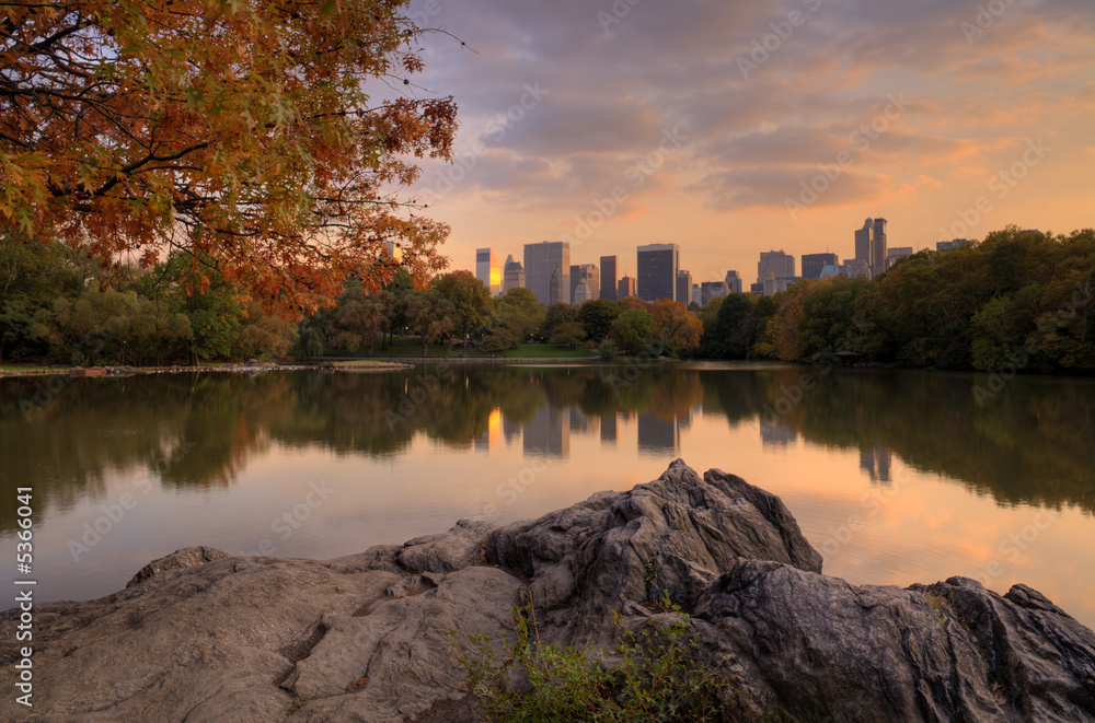 Naklejka premium Autumn scene at sunset