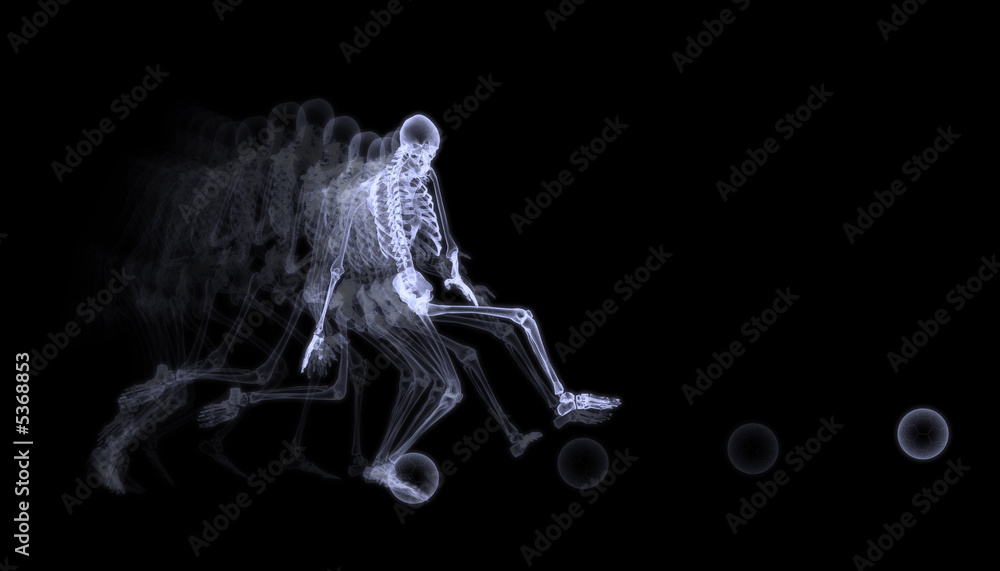 Obraz premium Xray of human skeleton playing soccer