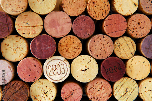 Background of assorted wine corks close up