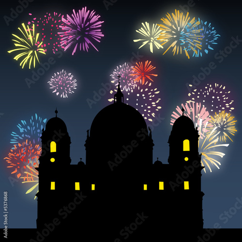 Berliner dom sous le feu d'artifice - Illustration