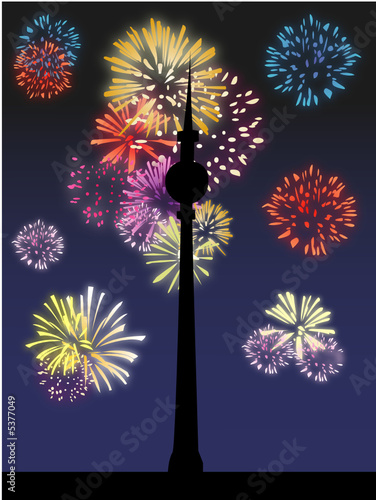 Tour de la Télévision à Berlin - Feu d'artifice